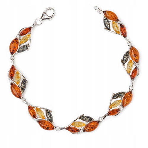 Stříbrný velký Náramek z baltského baltský jantar ze stříbra Stříbro 925 Barevný