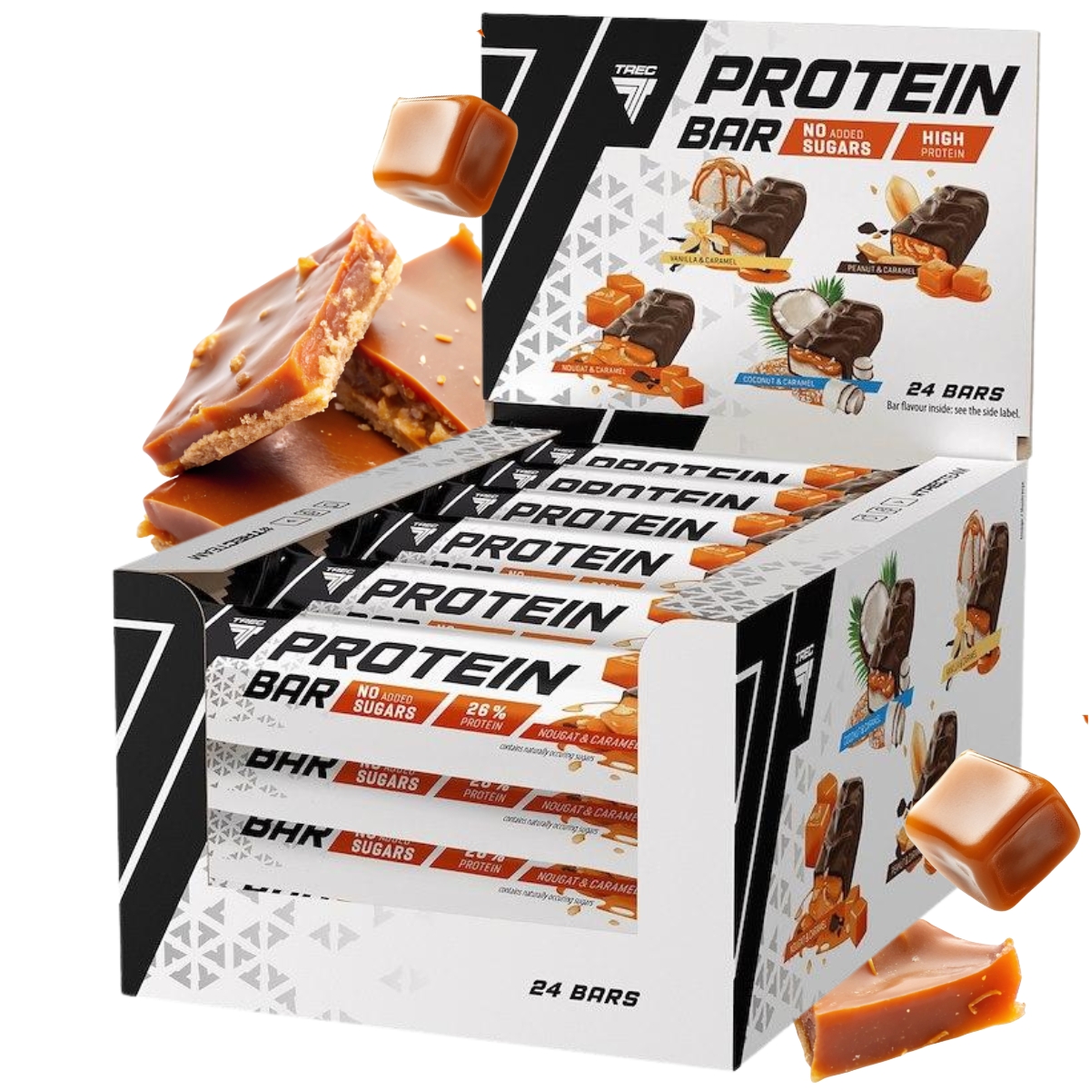 Levně Trec Proteinová tyčinka 24 x 46 g Proteinová Tyčinka Bez Cukru Nugát Karamel