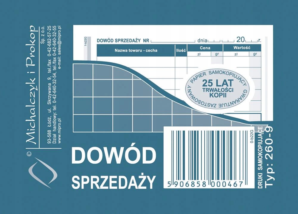 

Dowód sprzedaży paragon A7 Michalczyk 260-9 80k