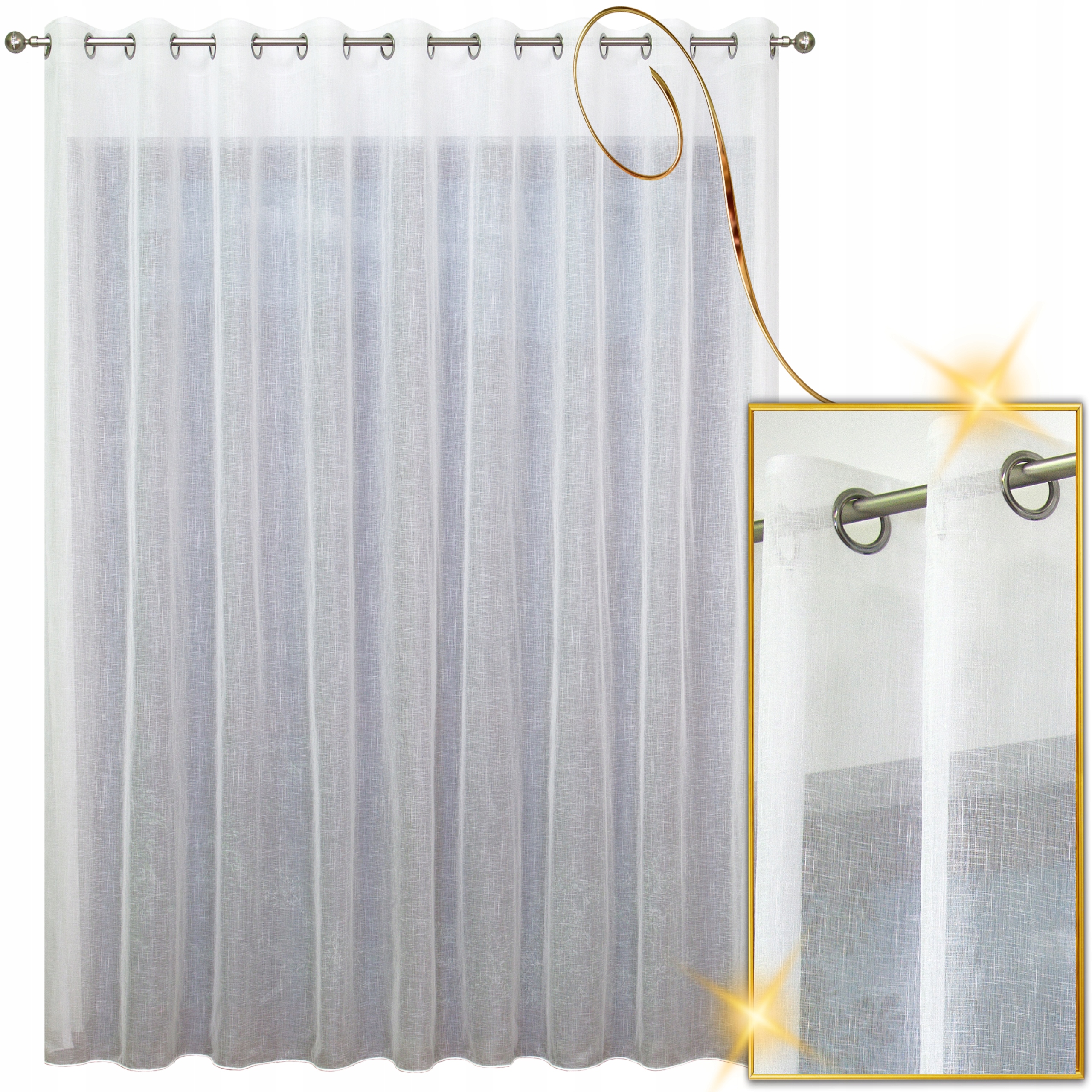 Hotová Záclona Boho Batyst Bílá Na Průchodkách S Olovnicí 300x160 Obývací Pokoj