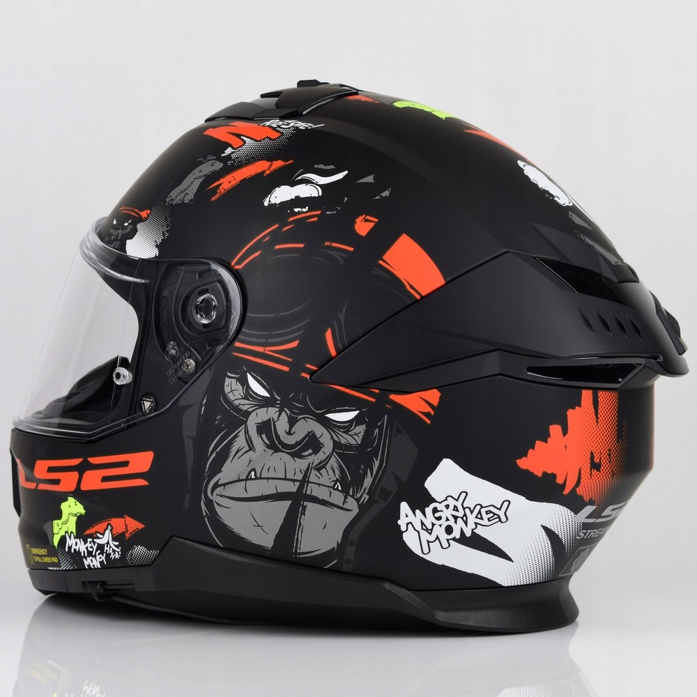 Kask motocyklowy LS2 FF808 Stream II Angry Monkey B.Red M Typ Integralne / Pełne
