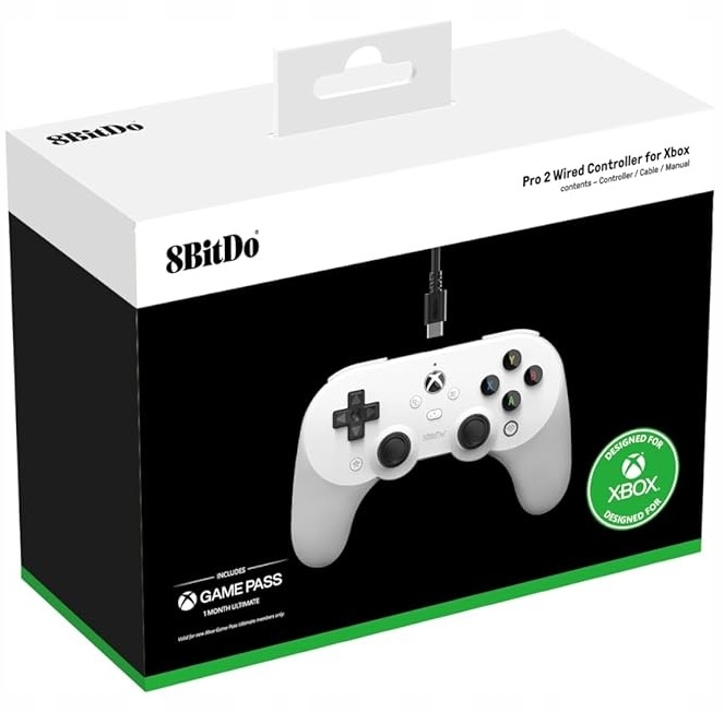 8bitdo Pro 2 v3 Hall Effect Drátový Ovladač pro Xbox One Series X|s Pc White