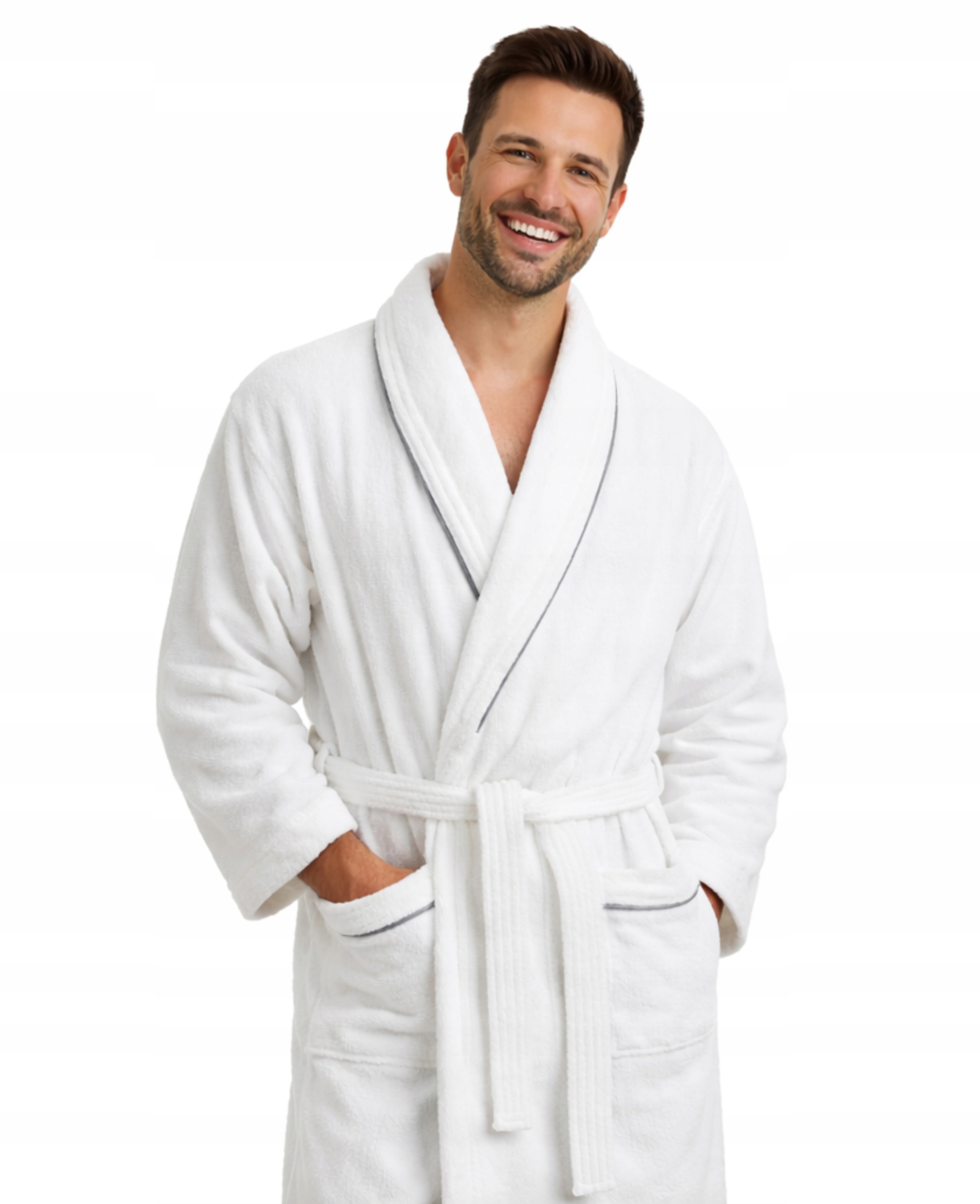Pánský froté župan Velluto L, bílý, 100% Bavlna, Hotel Spa