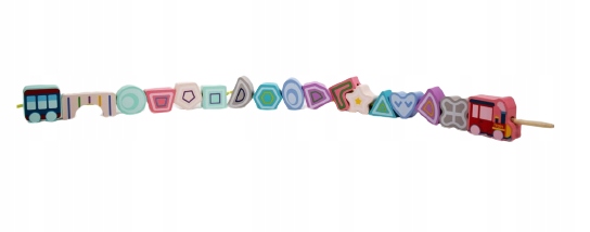 Drewniany pociąg do nawlekania RegMag ZI-15 z cyframi – Montessori – W zestawie