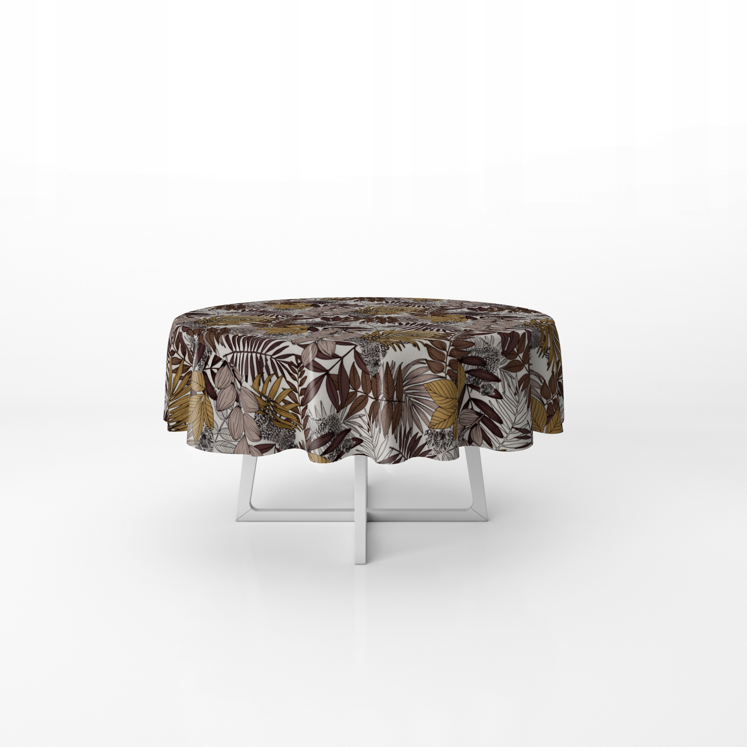 OBRUS CERATA NOWOCZESNA BRĄZOWE BEŻOWE LIŚCIE OKRĄGŁA GRUBA KOŁO 120 cm Typ obrus