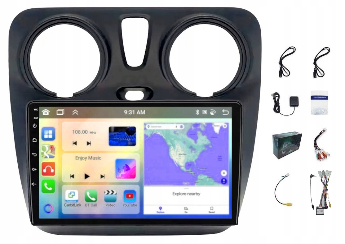 Android Rádio S Navigací Dacia Logan Sandero 2012-19 Gps Carplay 6GB 128GB