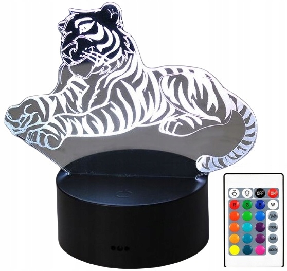 

Lampa 3D Led Tygrys Tiger Księga Dżungli Sherekhan