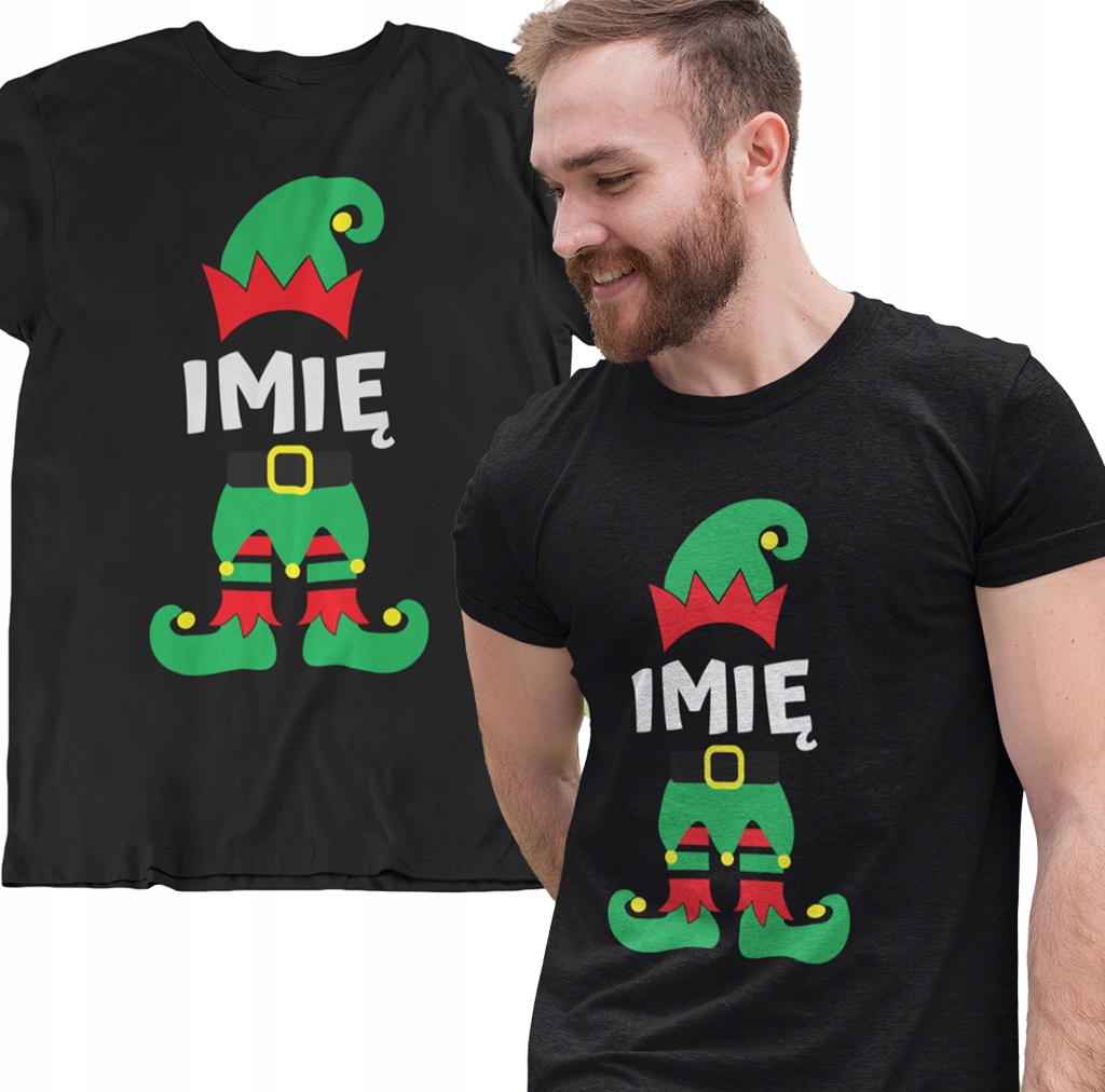 

Koszulka Elf Imię Tekst Pod Choinkę Mikołaj Tshirt