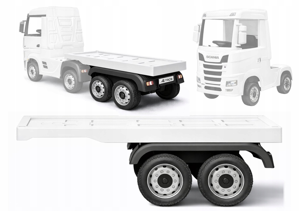 Naczepa do pojazdu na akumulator HL358 Mercedes Scania Actros biała
