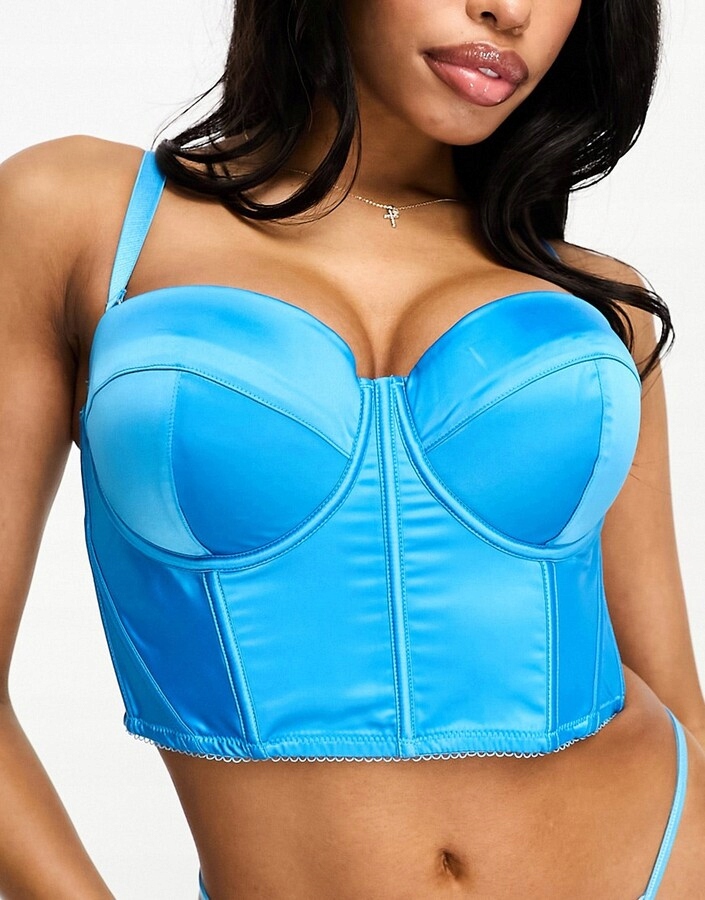 ASOS DESIGN NIEBIESKI SATYNOWY GORSET (75E)
