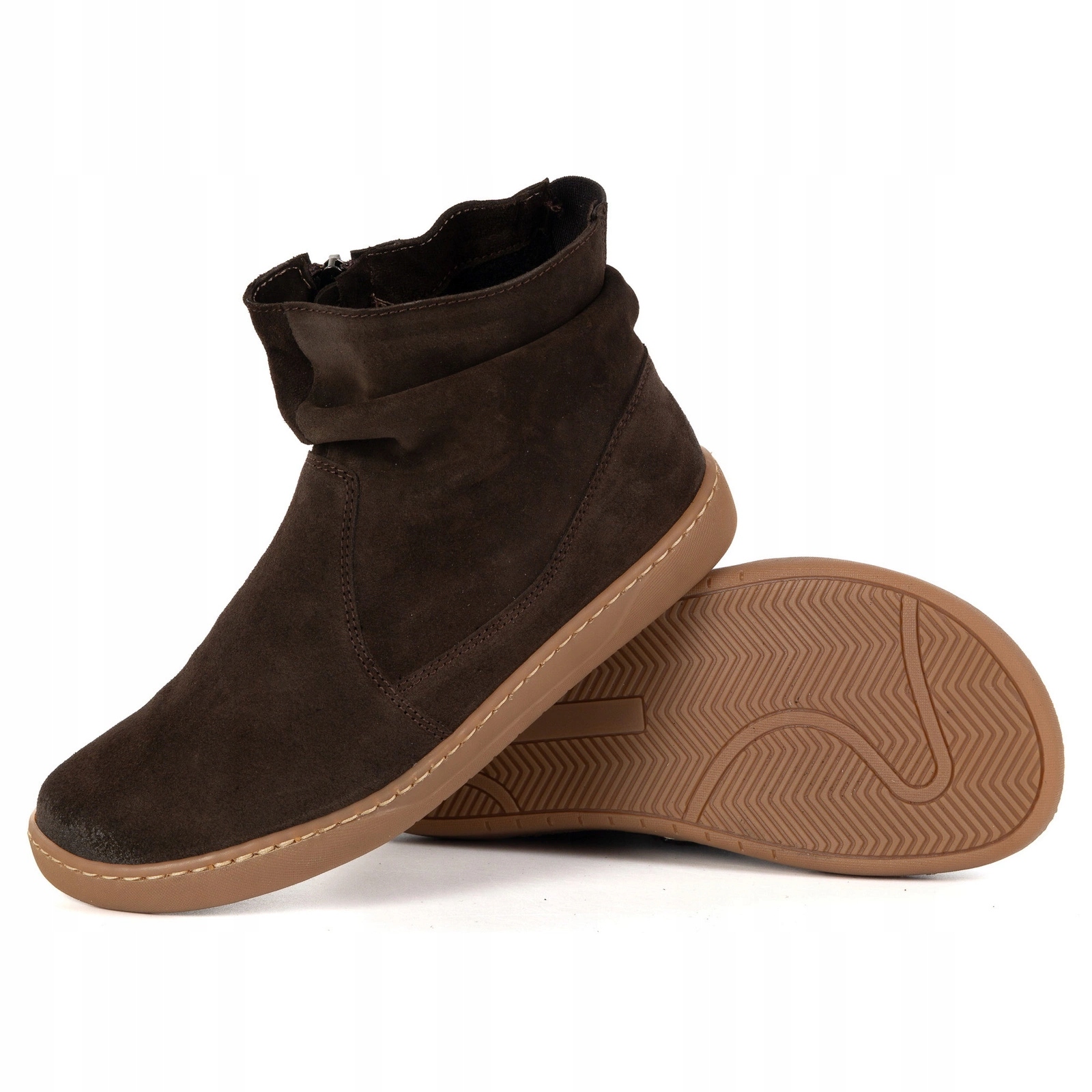Dámské barefootové boty se zipem, zateplené, velikost 1297, hnědé, velikost 39