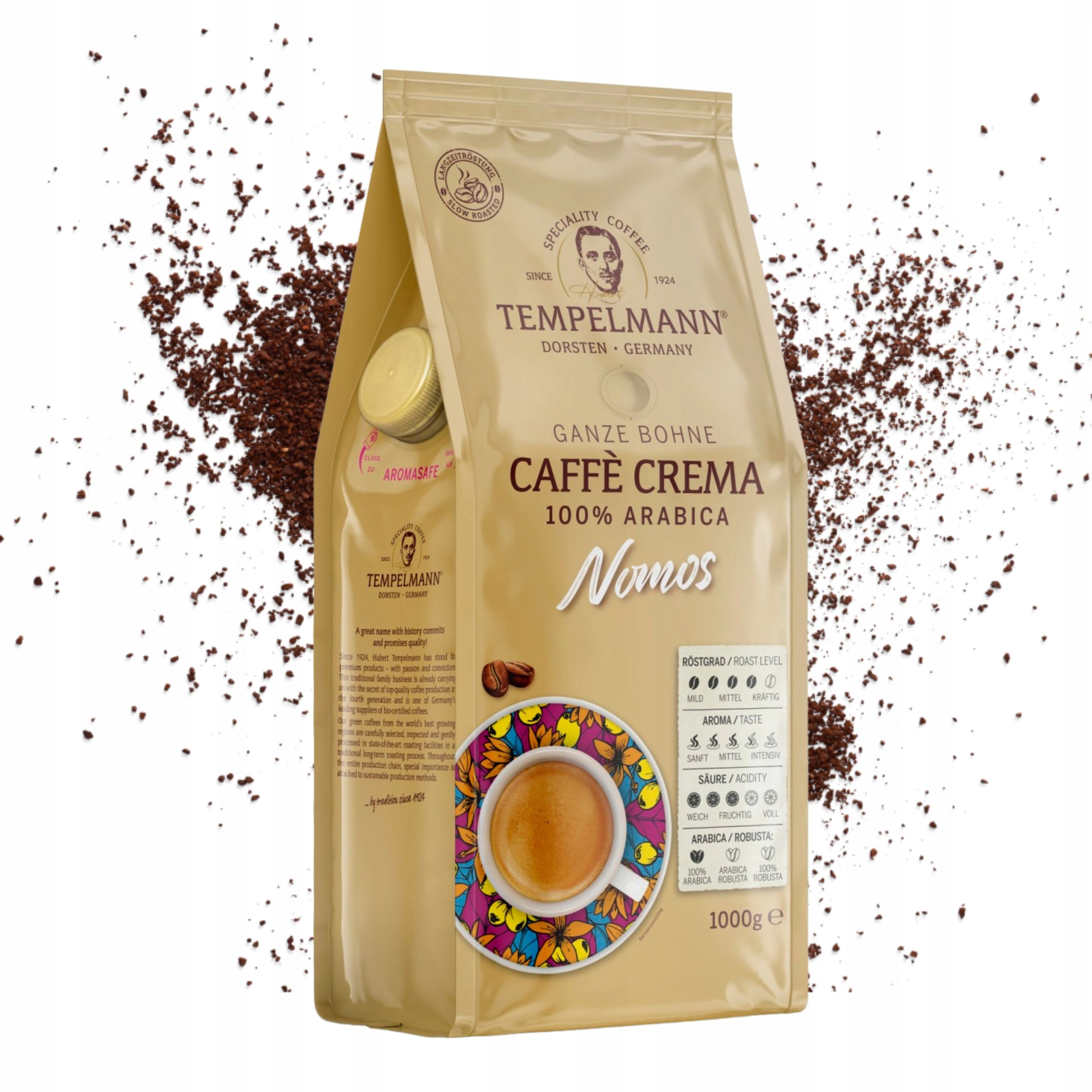 Levně káva zrnková Tempelmann 1 Kg Nomos Crema