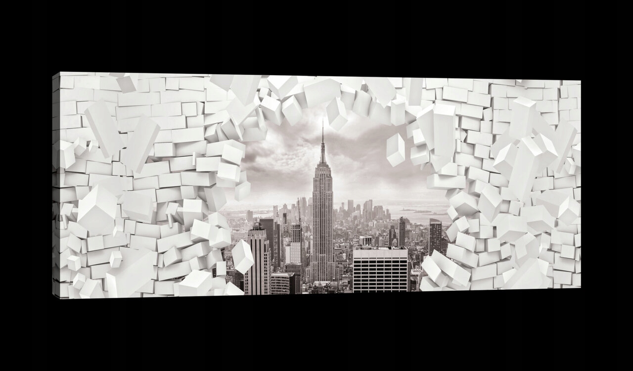 Obraz 145x45 Proražení zdi městská krajina New York zničení iluze