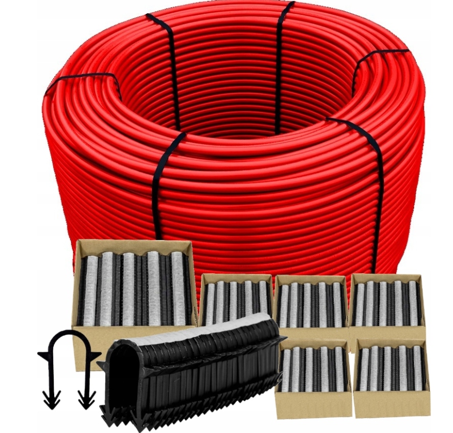 Rura Podłogowa 16x2mm 600m Z Osłoną Evoh 5-WARSTW +klipsy 6 Opakowań Zestaw