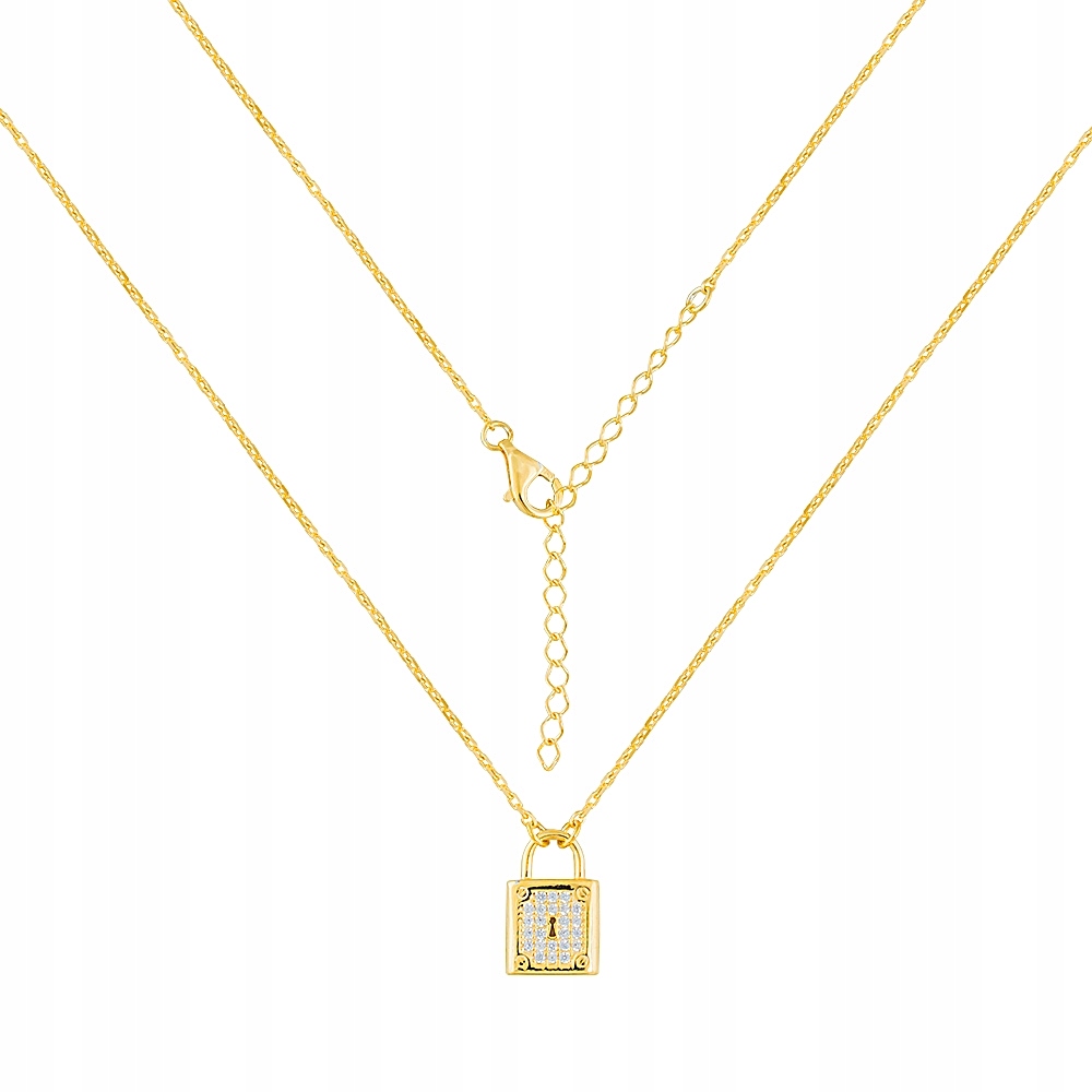 Pozlacený stříbrný náhrdelník "celebryta" se zlatým zámkem a zirkony