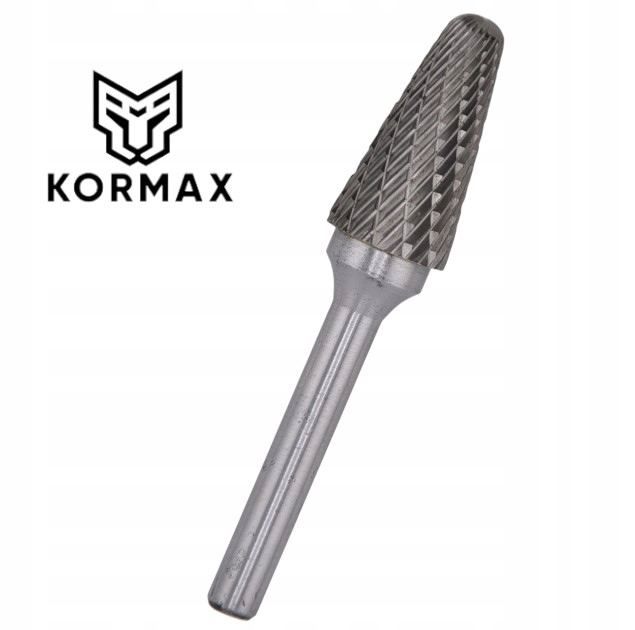 Fréza 16mm rotační pilník kuželový zaoblený 16x33x77x6 z karbidu Kel Kormax