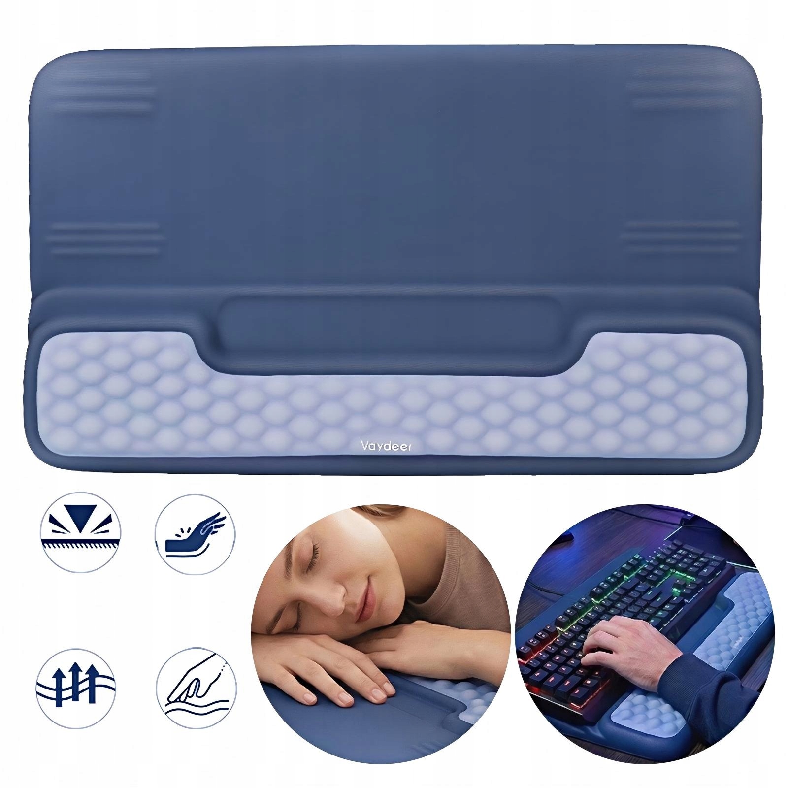 Podložka Pod Zápěstí Stojan Na Klávesnici Pevná Protiskluzová Modrá