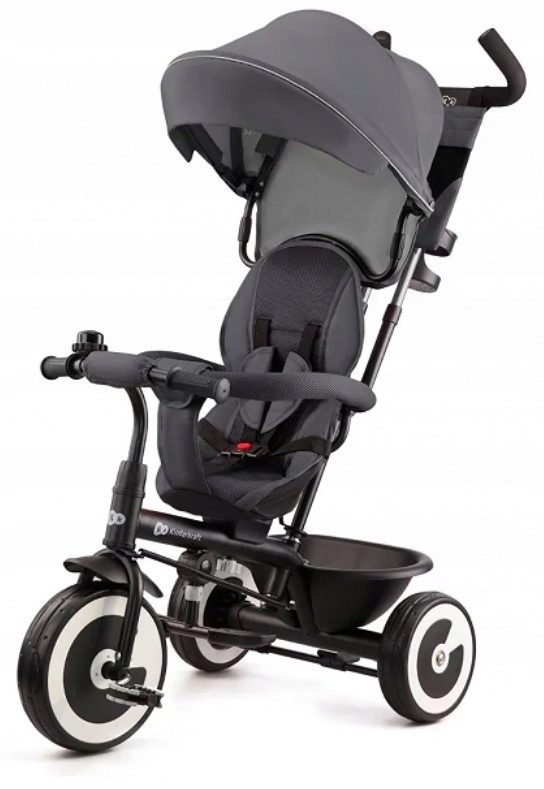 Rowerek trójkołowy Kinderkraft Aston Szary Dwa kierunki jazdy Budka