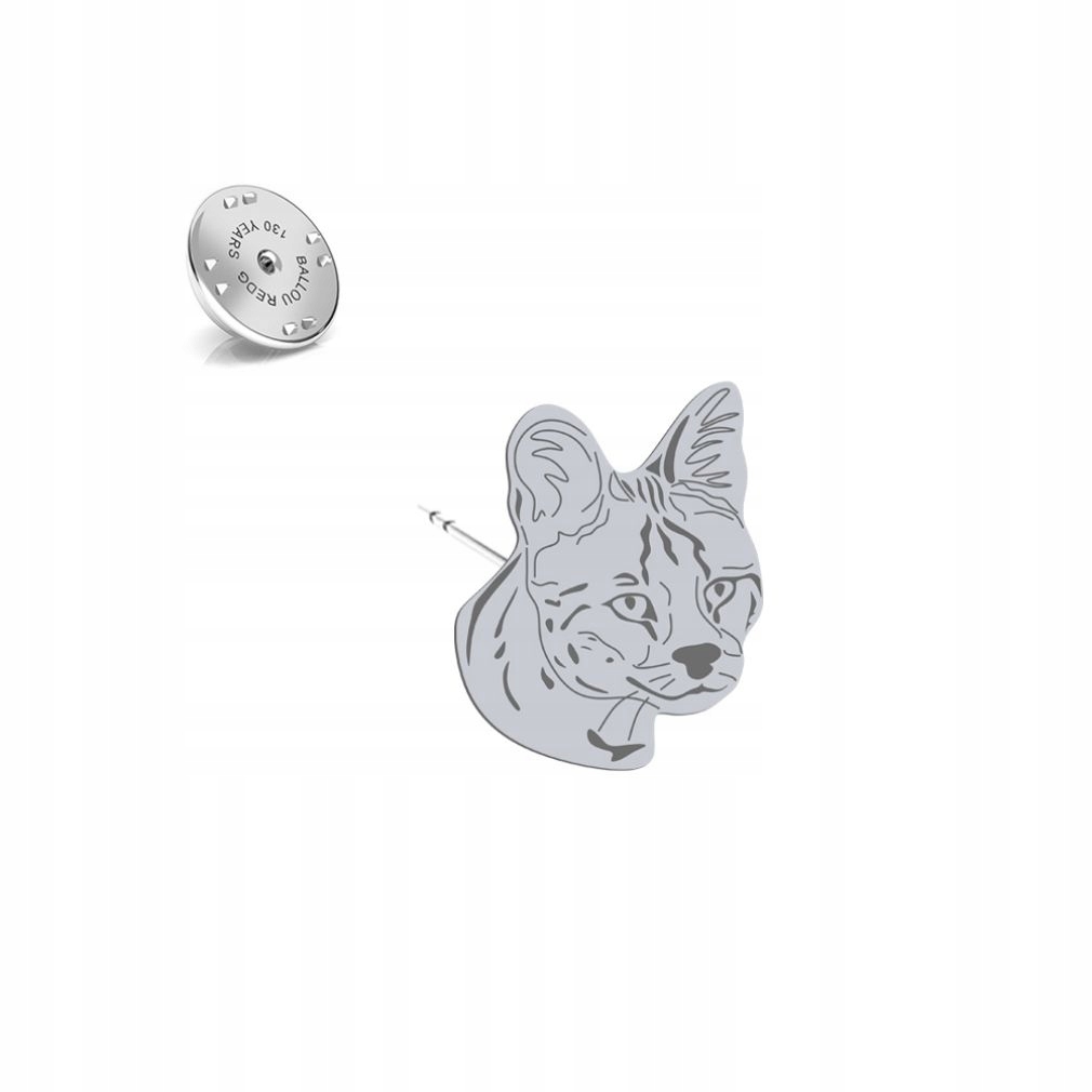Odznak Kočka Serval Africký 925 Dárek Žena Dedikace Bonus
