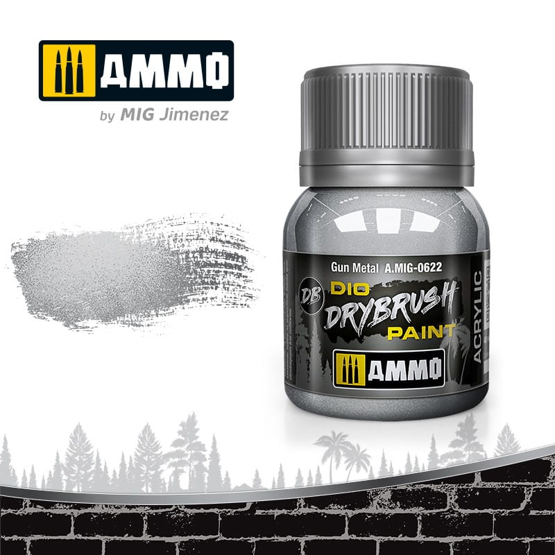 Ammo 0622 Drybrush Paint Gun Metal 40ml