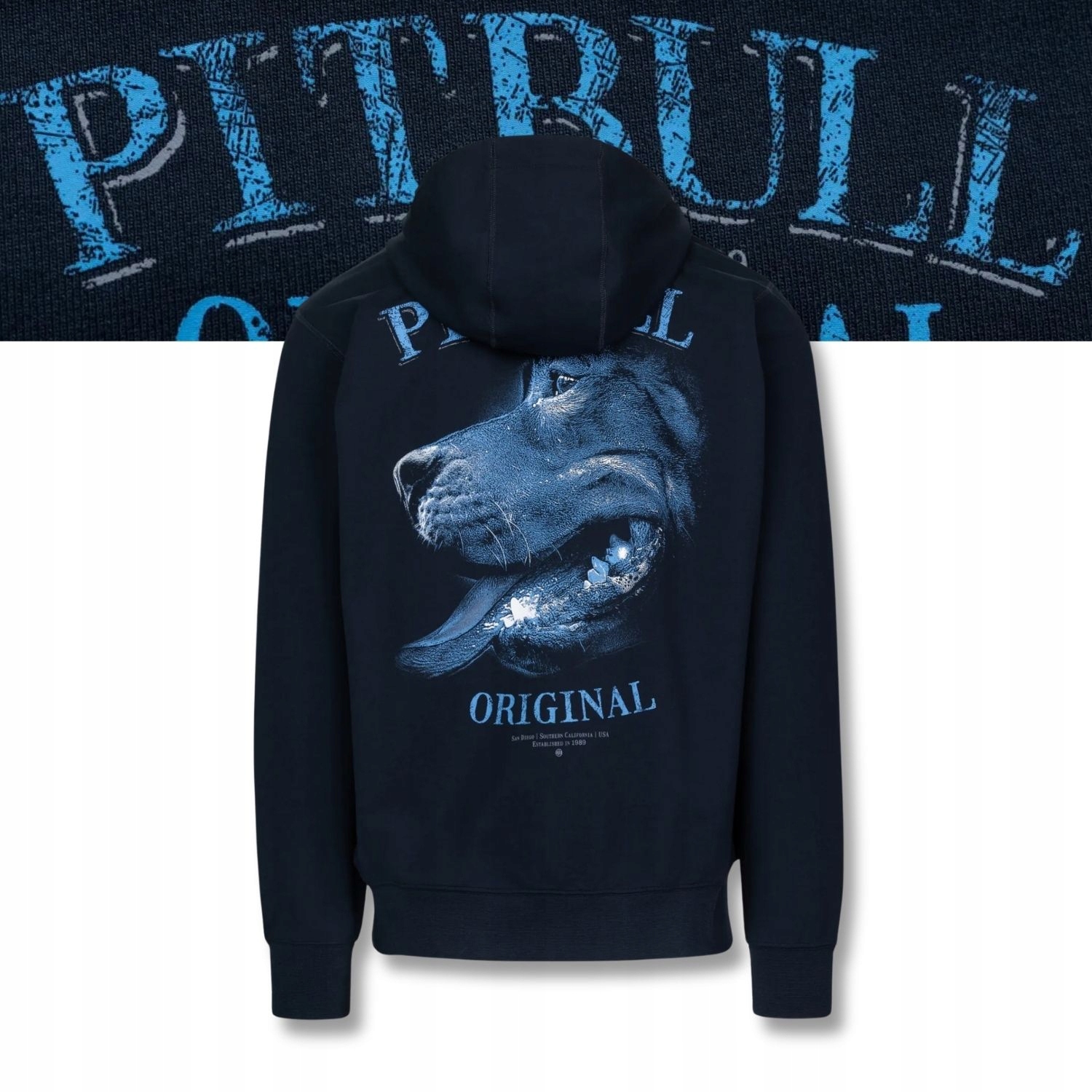 Męska Bluza rozpinana z kapturem Pitbull Midnight duży nadruk na plecach