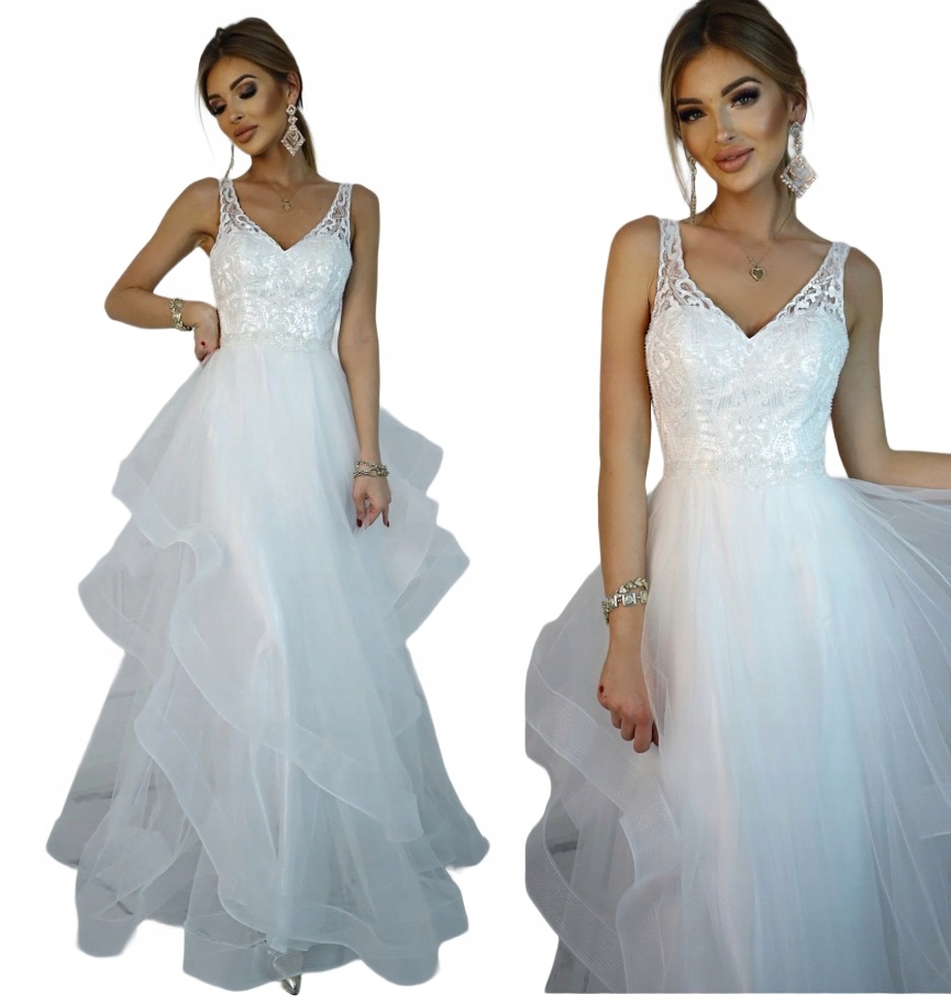 Love Bílá Dlouhá Šaty Princezna s svatební Gipiurou L