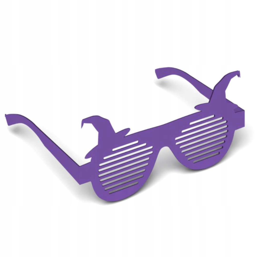 OKULARY papierowe HALLOWEEN fioletowe KAPELUSZE x6