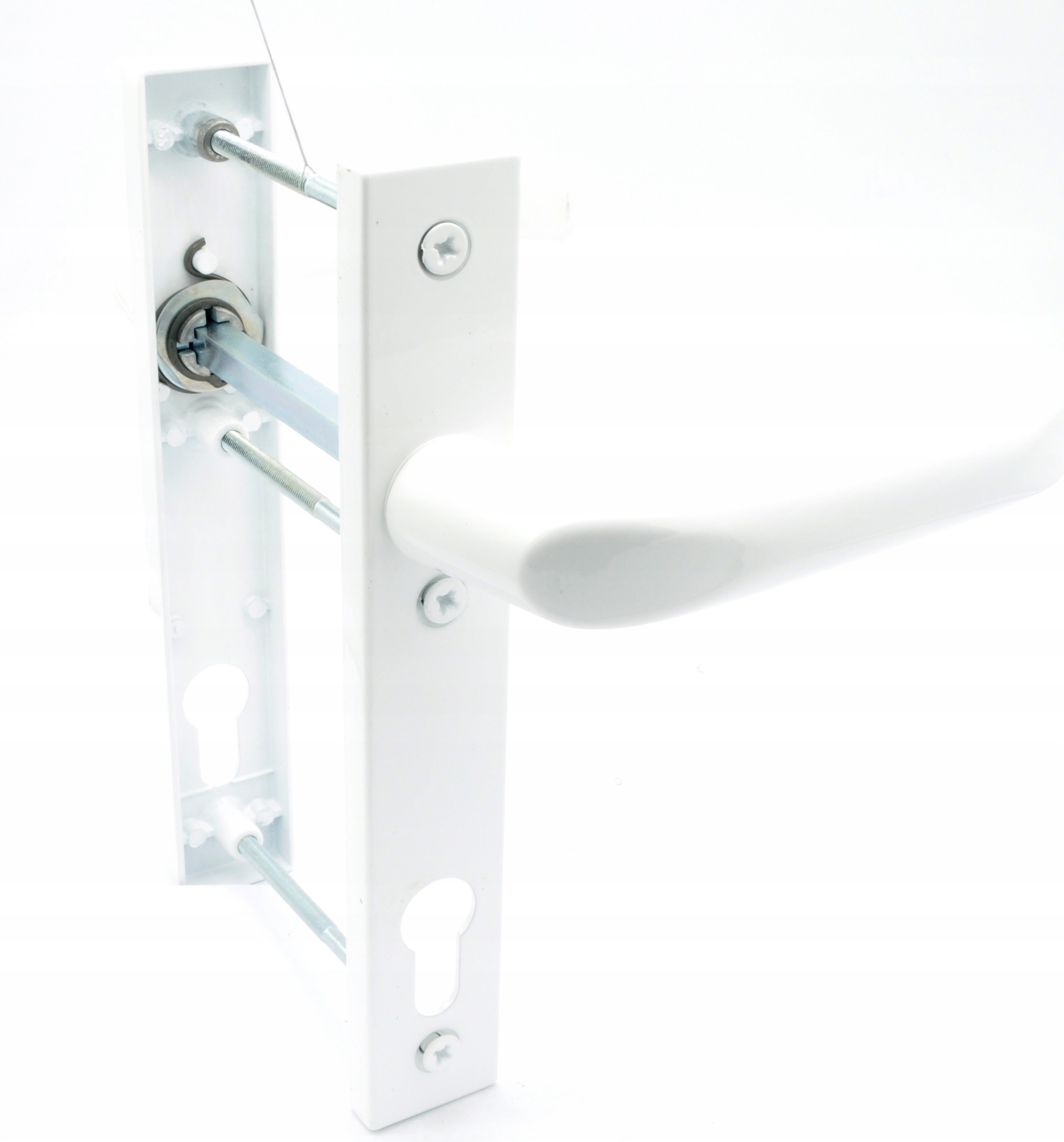 Klamka Do Drzwi Pcv Aluminium 92 Biała 9016 Prawa Na Wkładkę 3 Śruby 204 MM