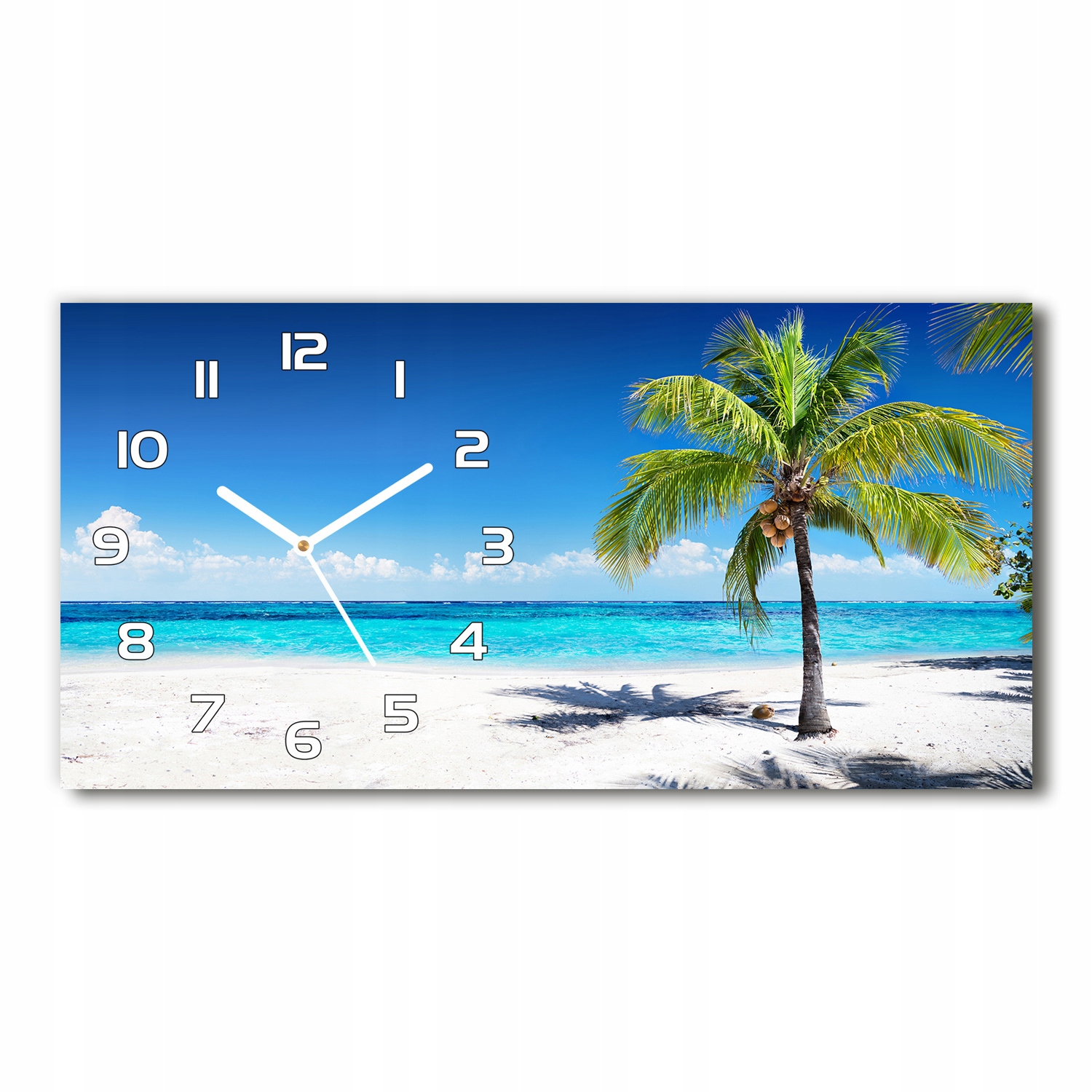 

Zegar ze szkła na ścianę Tropikalna plaża 60x30 cm