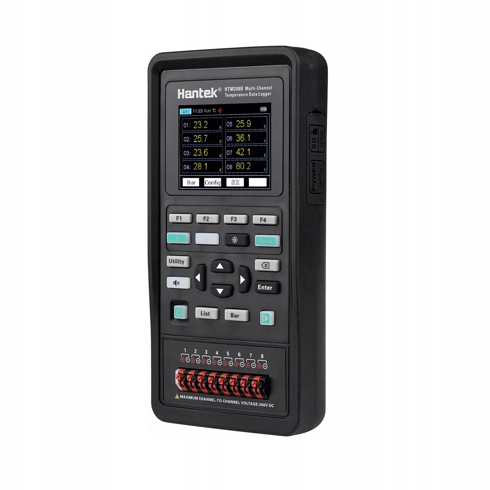 Hantek HTM208B 8-kanálový záznamník, měřič teploty dat