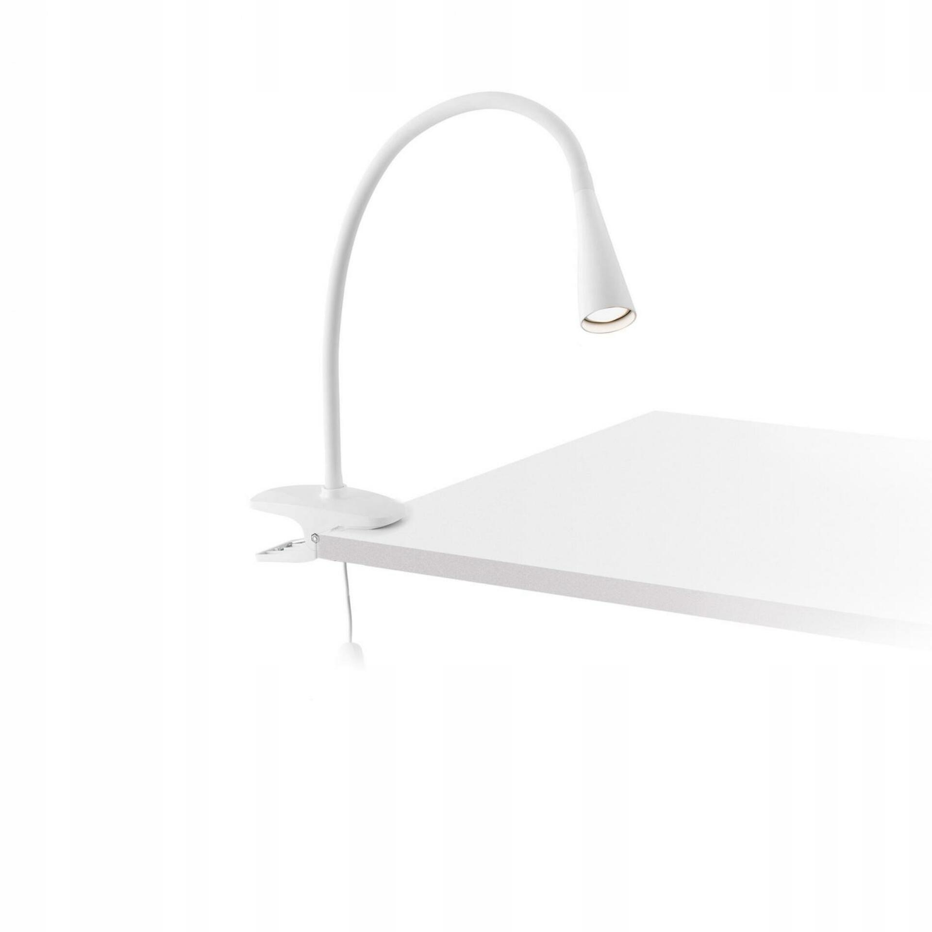 Stolná Led lampa Faro Lena biela s flexibilným ramenom a klipom 3W 4000K