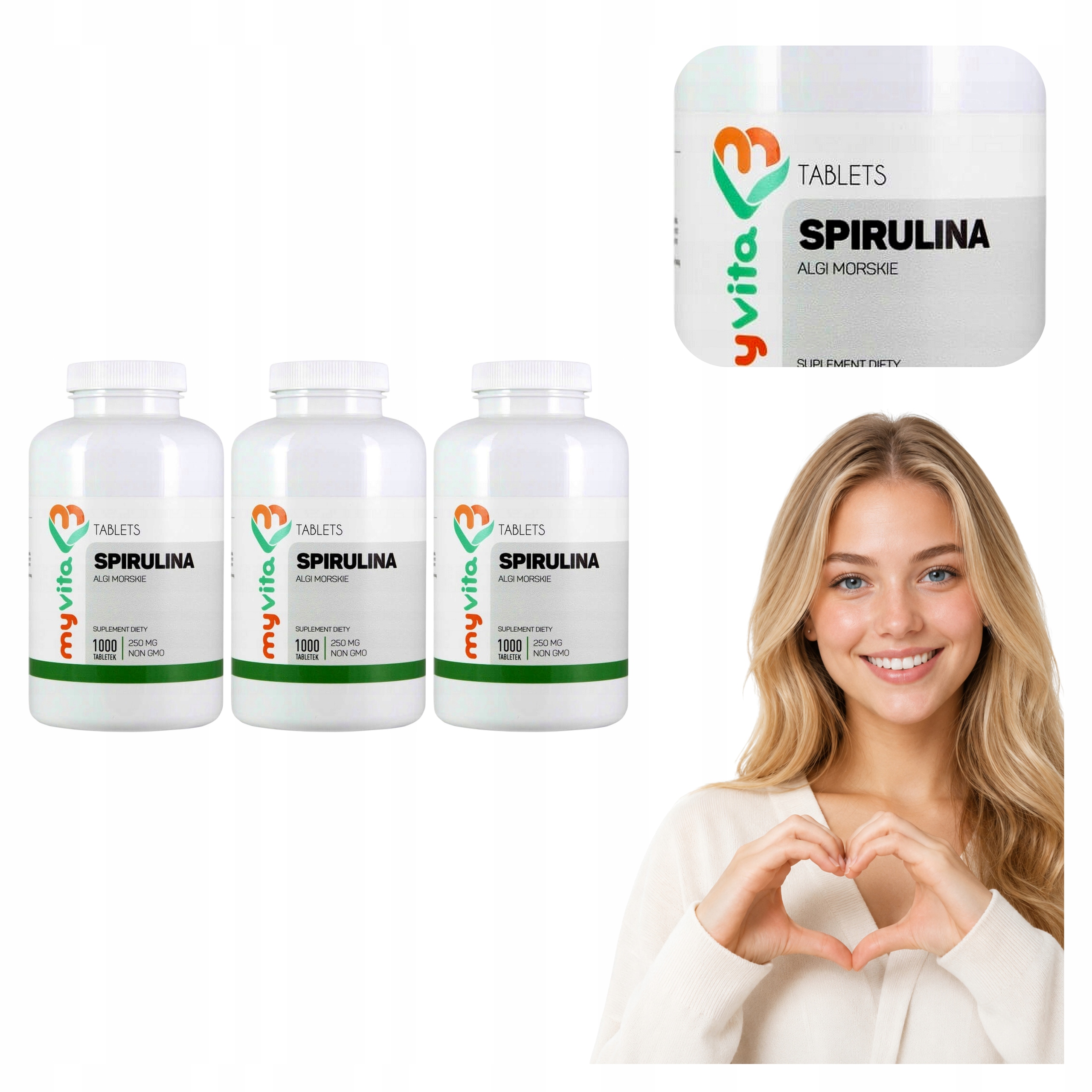 3x Myvita Spirulina Arthrospira Platensis Alga Słodkowodna Superfood 1000T