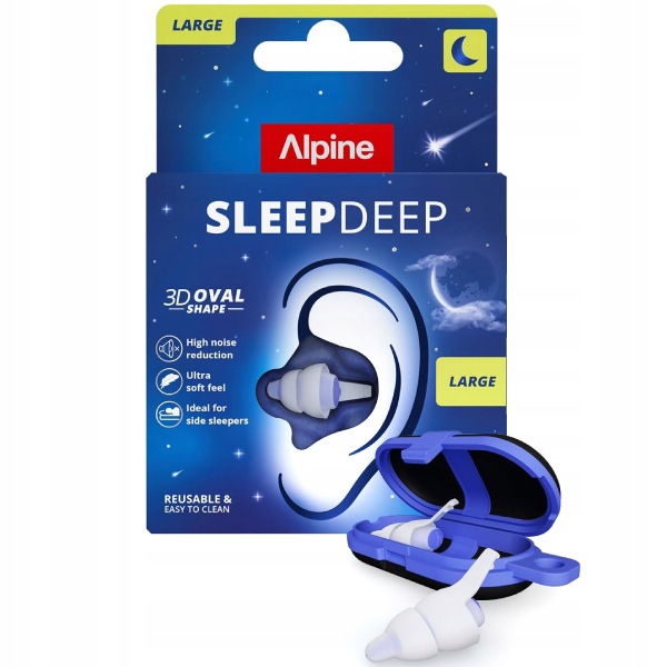 Alpine Miękkie żelowe zatyczki do uszu do spania Sleep Deep owalny kształt