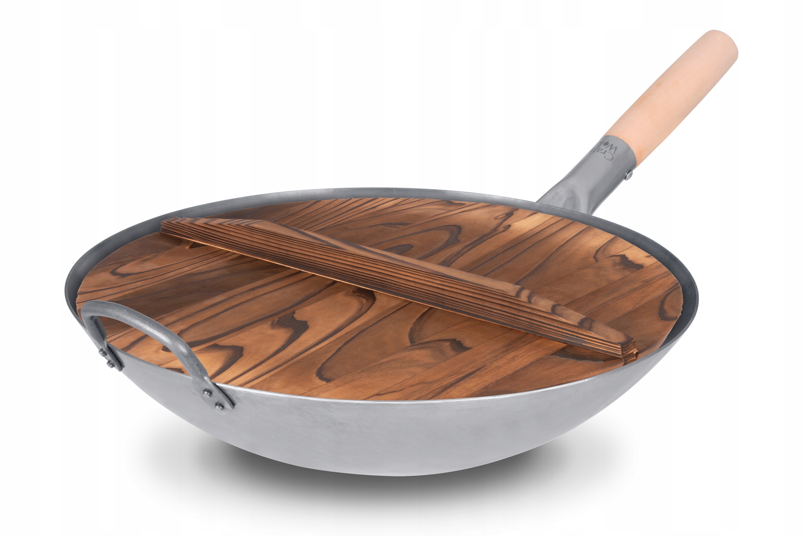Víčko na wok 40 cm Přírodní Uhlíkové dřevo Vzduchotěsná rukojeť Craft Wok