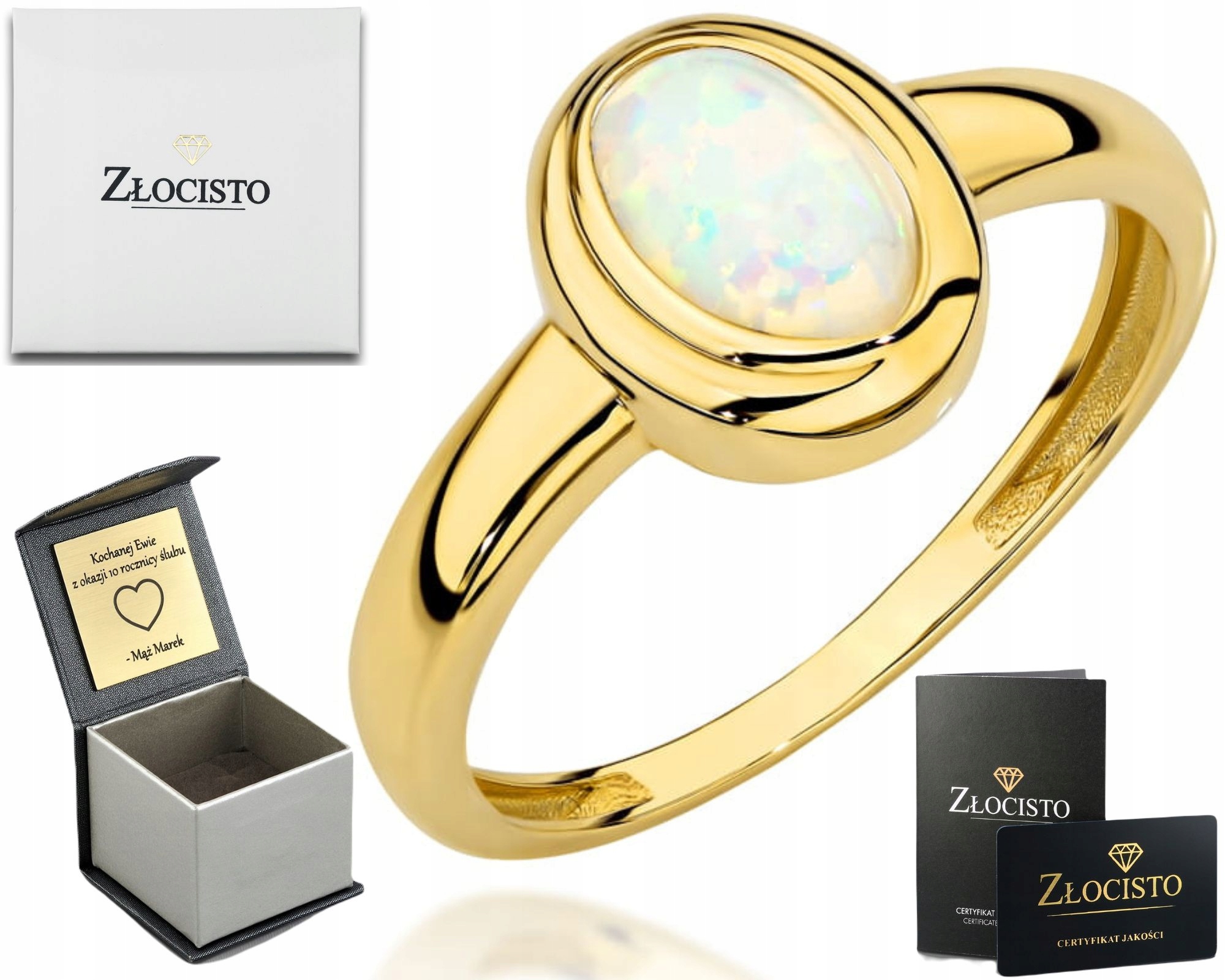 Zlatý Prstýnek S Oválným Opálem Zlato Ryzost 585 Dárek Gravírování
