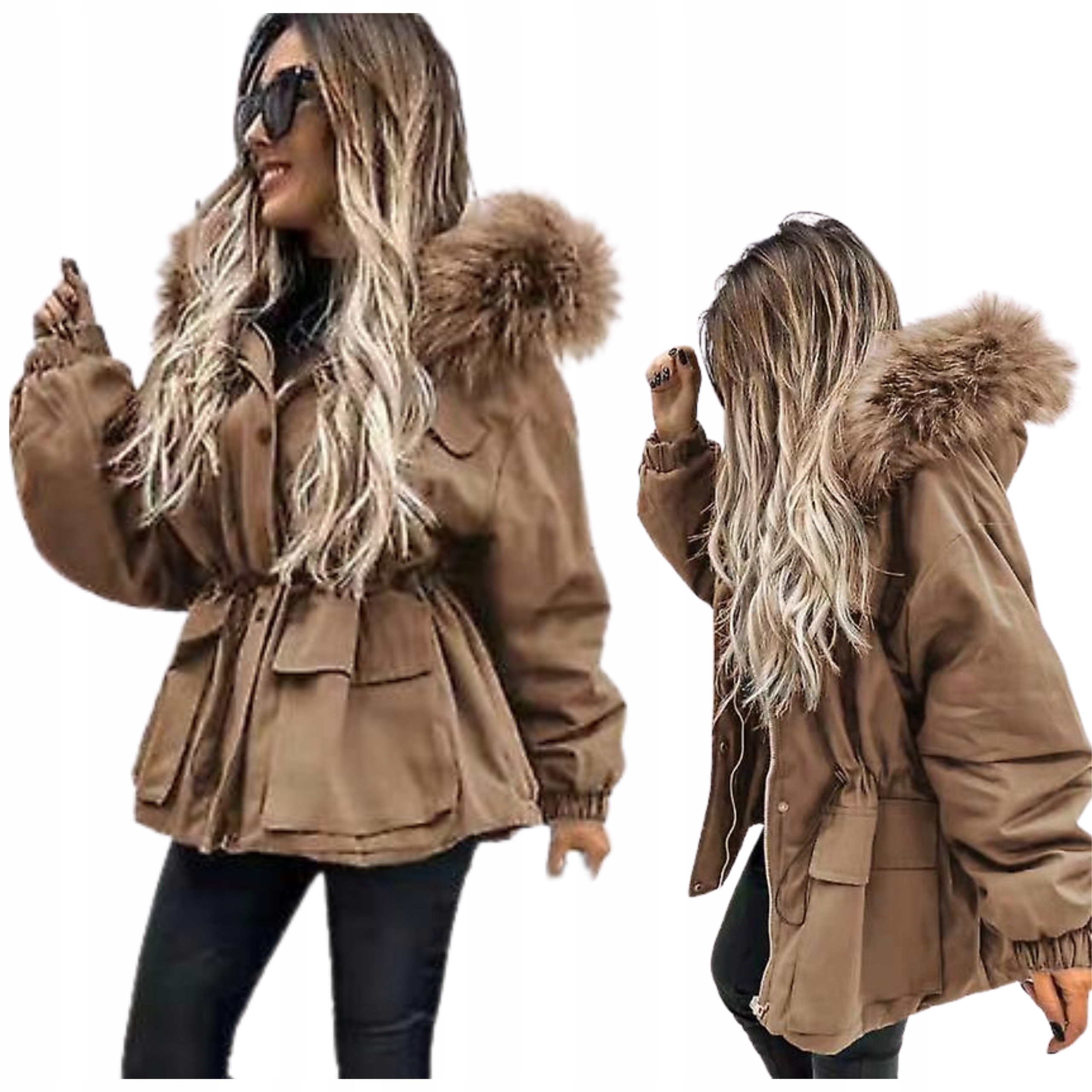 Dámská Zimní Parka Bunda S Kapucí, Teplá, Zateplená S Kožešinou L