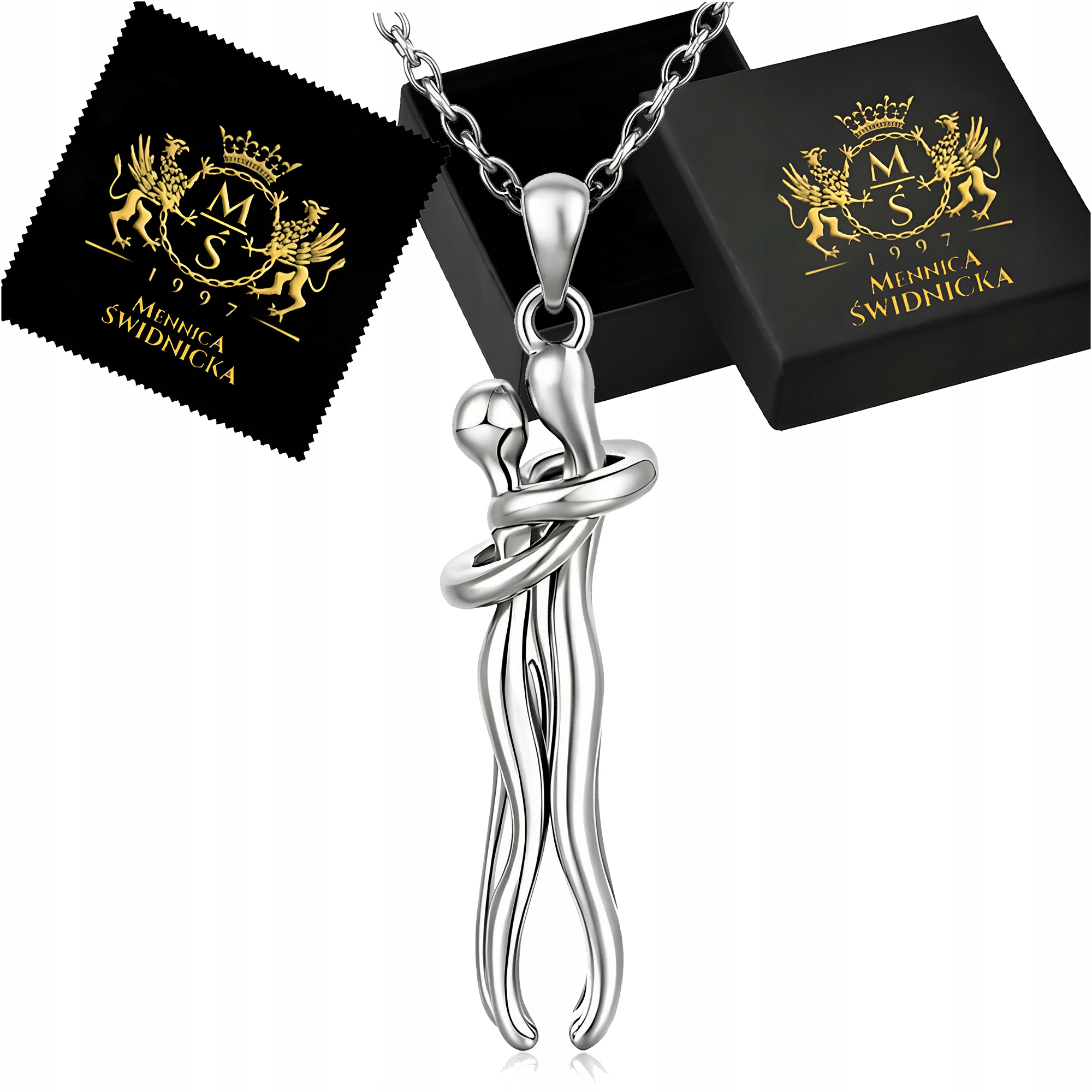 Naszyjnik Srebro 925 Zakochana Para Splecione Postacie Łańcuszek Ankier