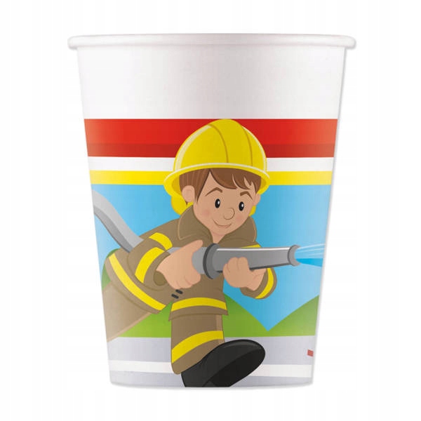 KUBECZKI PAPIEROWE STRAŻAK STRAŻACKIE 200 ML 8 SZT
