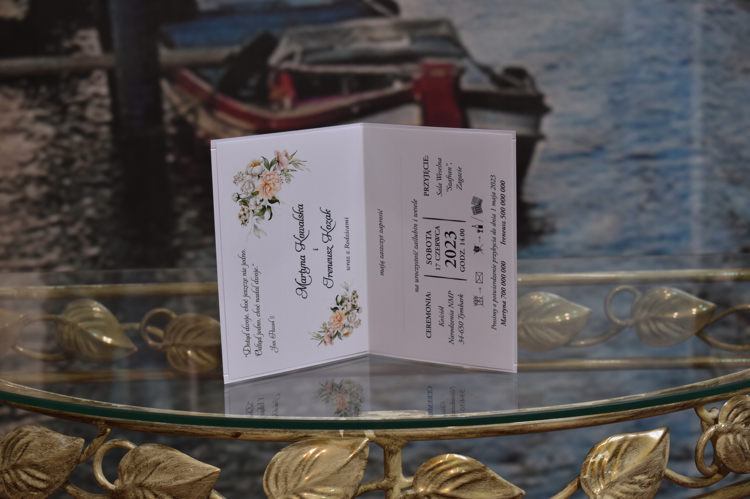 ZŁOTE ZAPROSZENIA ŚLUBNE GLAMOUR EAN (GTIN) 4184016842253