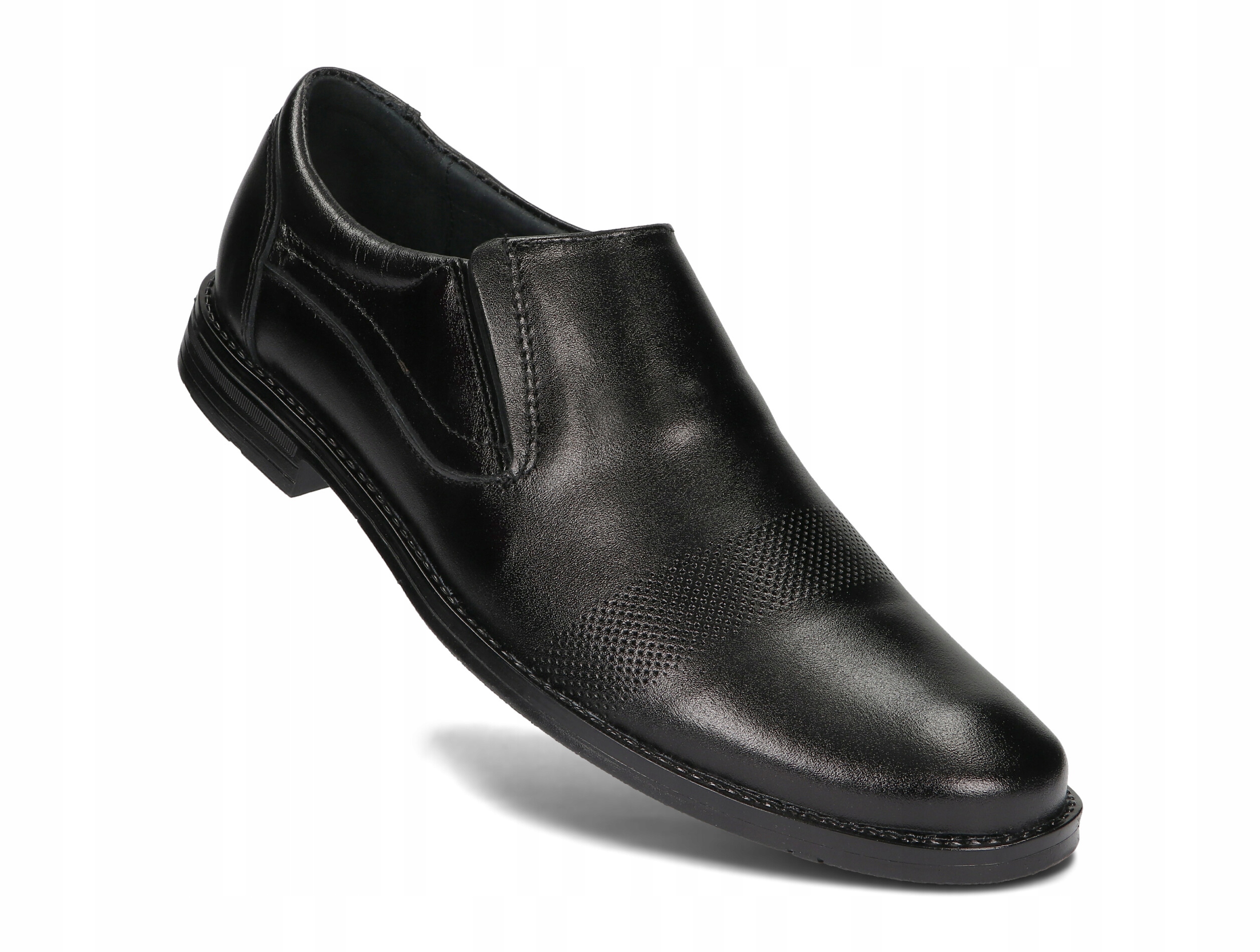 Półbuty Mokasyny Męskie Wsuwane Wizytowe Skóra Naturalna 154/FEN Czarne 43 Materiał zewnętrzny skóra naturalna