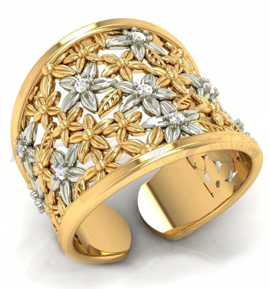 Ažurový Prstýnek S Květinami Ze Zlata Ryzosti 585, Nastavitelný