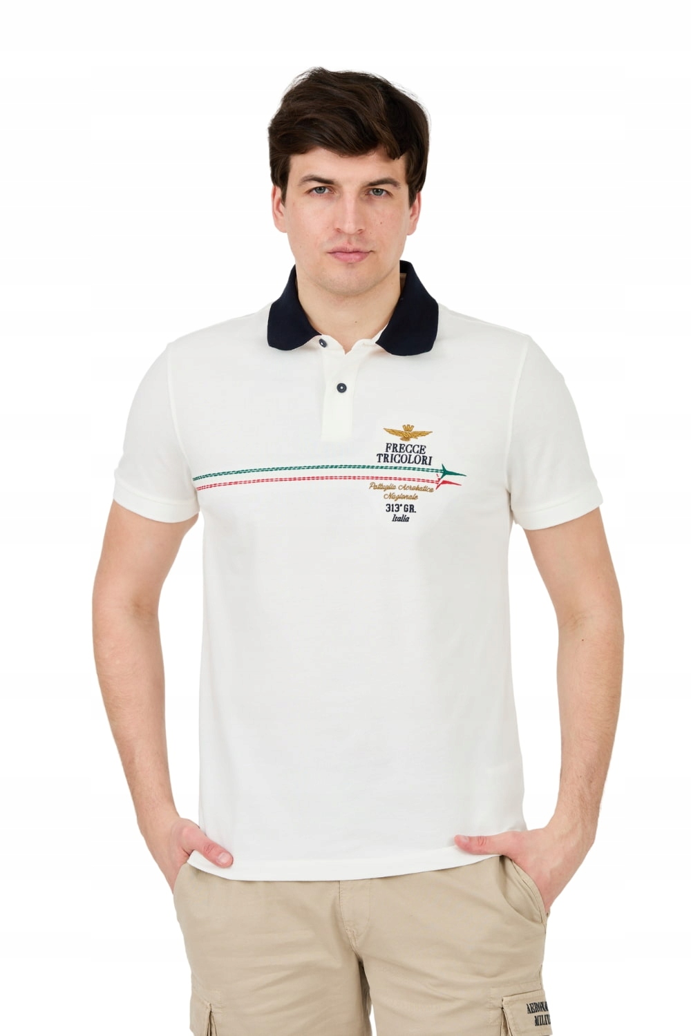 Aeronautica Militare Bílé polo Frecce Tricolori Embroidered M
