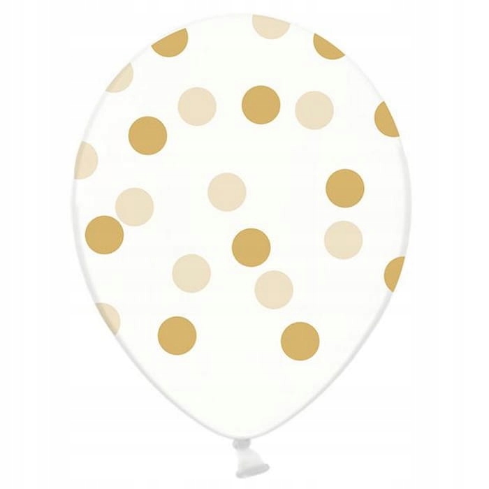 

Balony transparentne w złote kropki 6szt