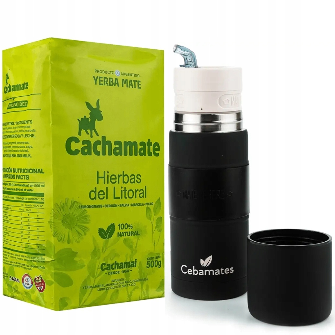 Zestaw Yerba Mate Fit: Yerbomos 3w1 500ml Cachamate Hierbas Litoral 500g