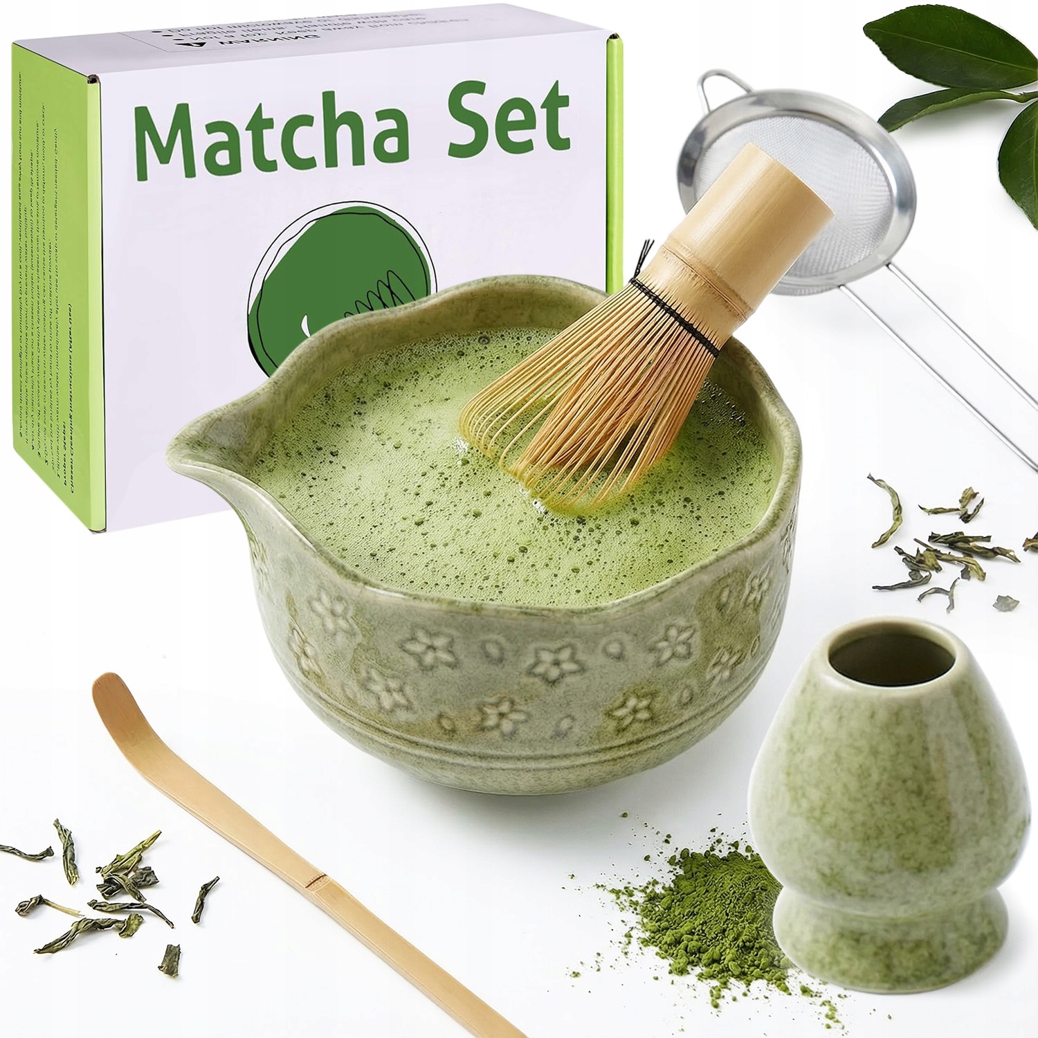 Zestaw Do Matchy Startowy Matcha Tradycyjna I Czarka Haru 5 Szt Zielony