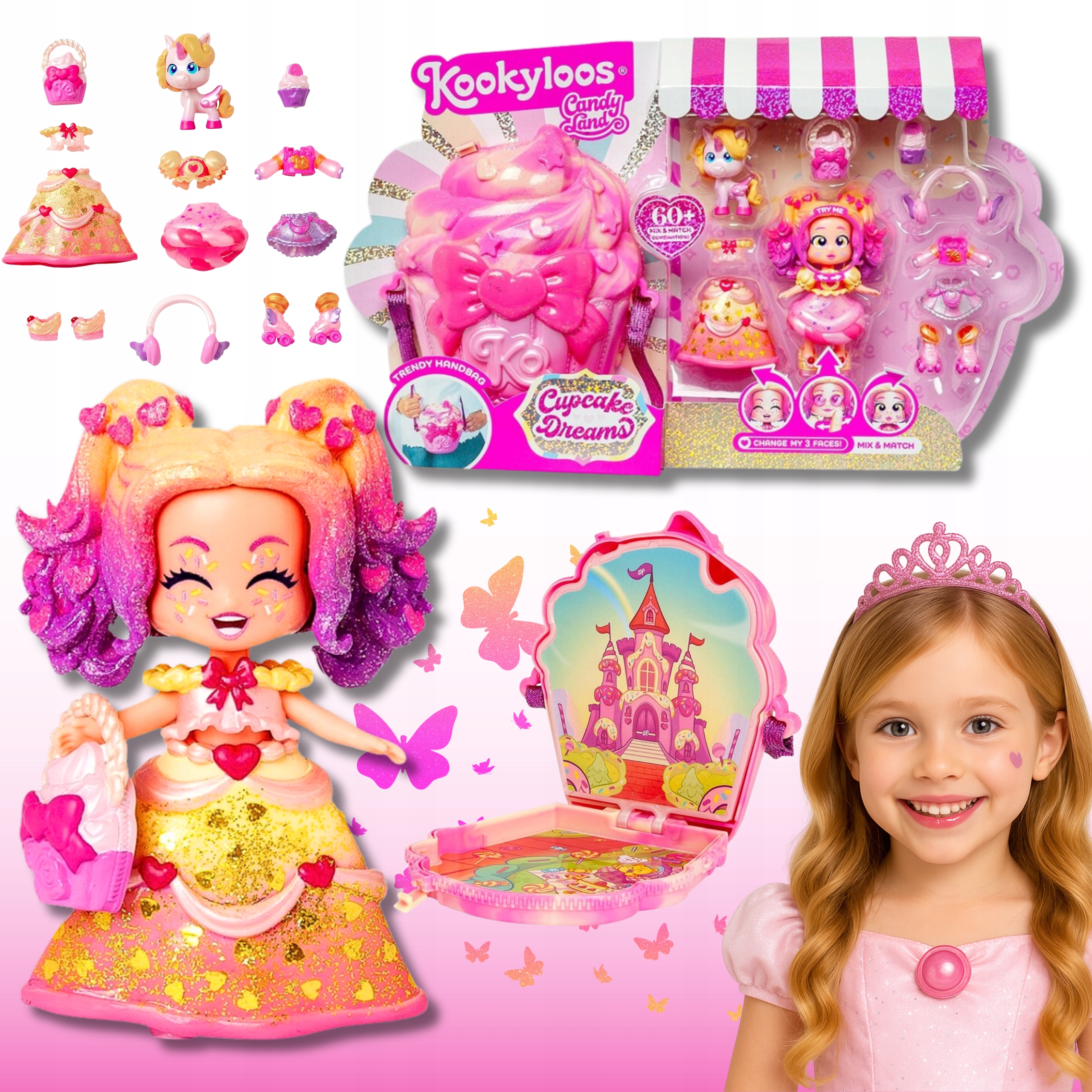 Kookyloos Dream Cupcake Deluxe Set Candy Land Zestaw Laleczka z Torebką 3w1
