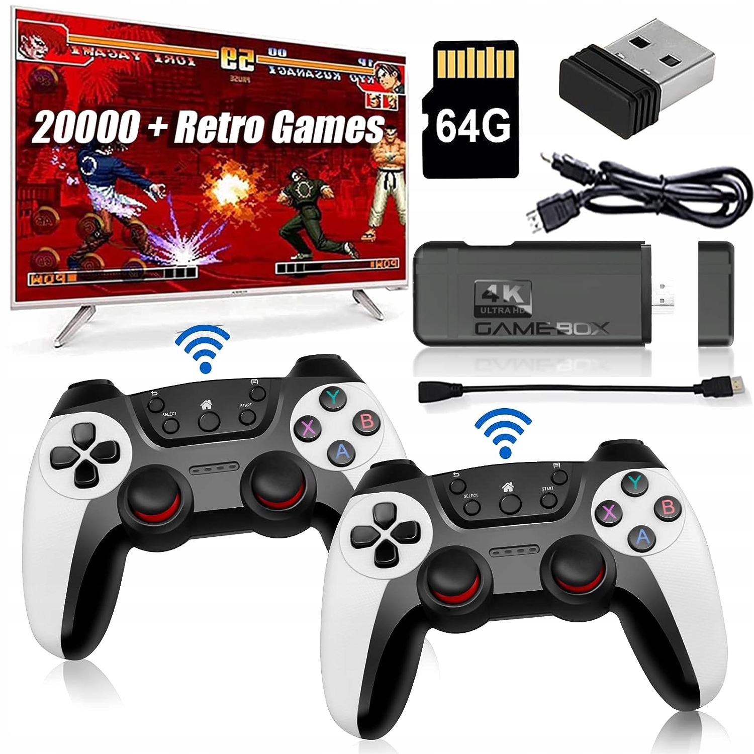 Bezdrátová Retro Konzole 4K Hdmi Televizní Televize Hra 2 Pady 30000 Her