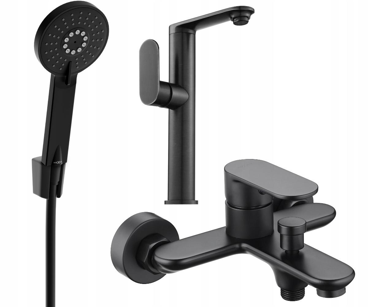 Mexen Milo R40 Čierna vaňová súprava, mosadzná, sada bodových svetiel