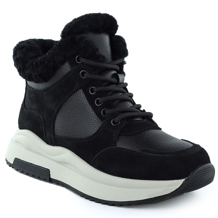 Černé kožené dámské kotníkové boty na platformě Filippo DBT7240 36