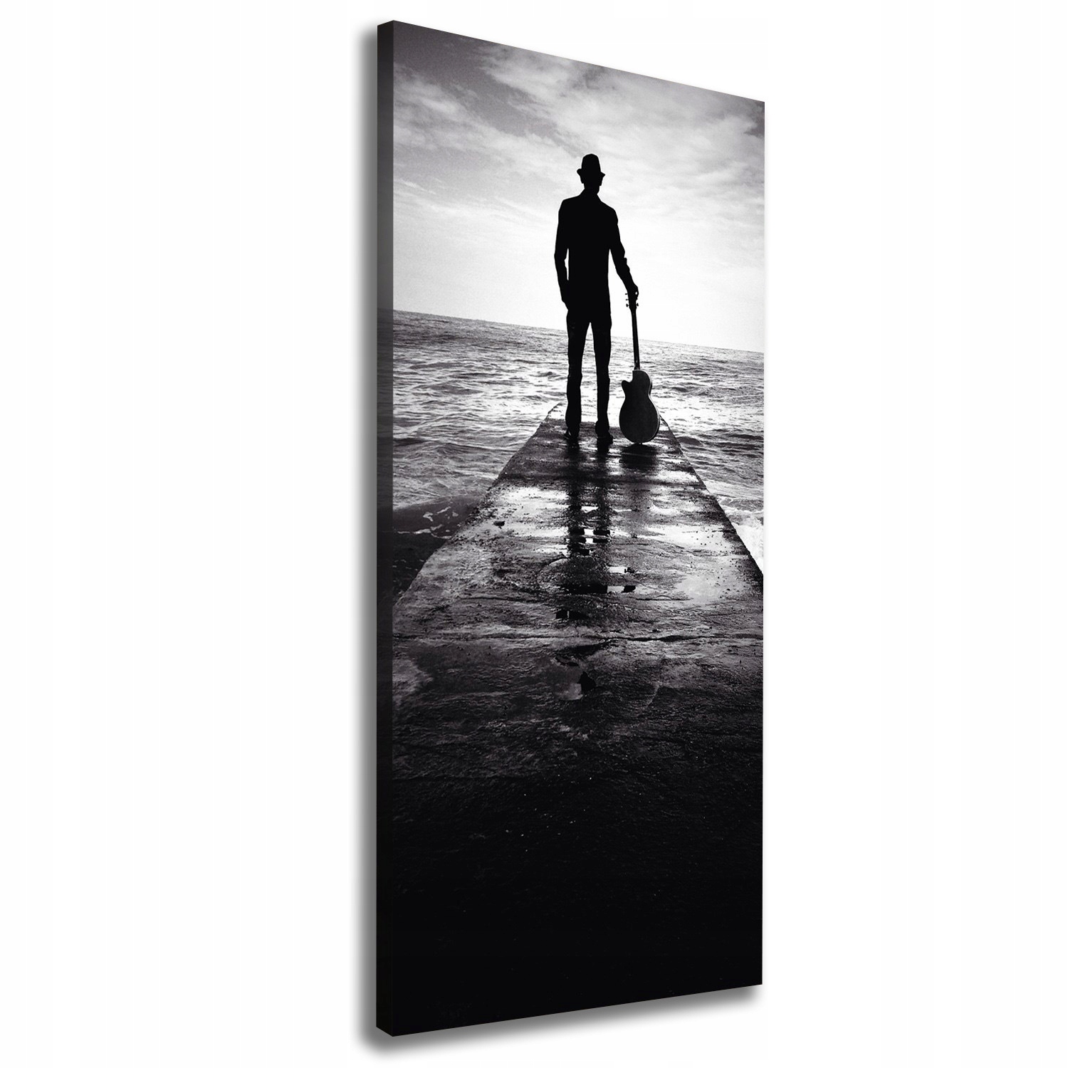 

Foto obraz na płótnie Gitarzysta na molo 50x125 cm